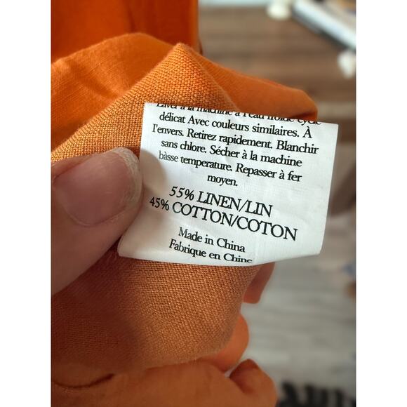 Grae Cove Blair Linen Button-Front Cap Sleeve Maxi Dress Orange Womens Sze Small - Picture 11 of 11